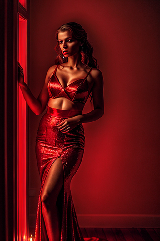 female in red tone shoot